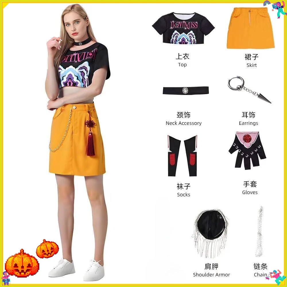 Perruque de Cosplay du film Kpop pour enfants filles, Mira Rumi Zoey chasseurs de démons, violet, noir, rouge, cheveux longs, accessoires de Cosplay d'halloween, 2025