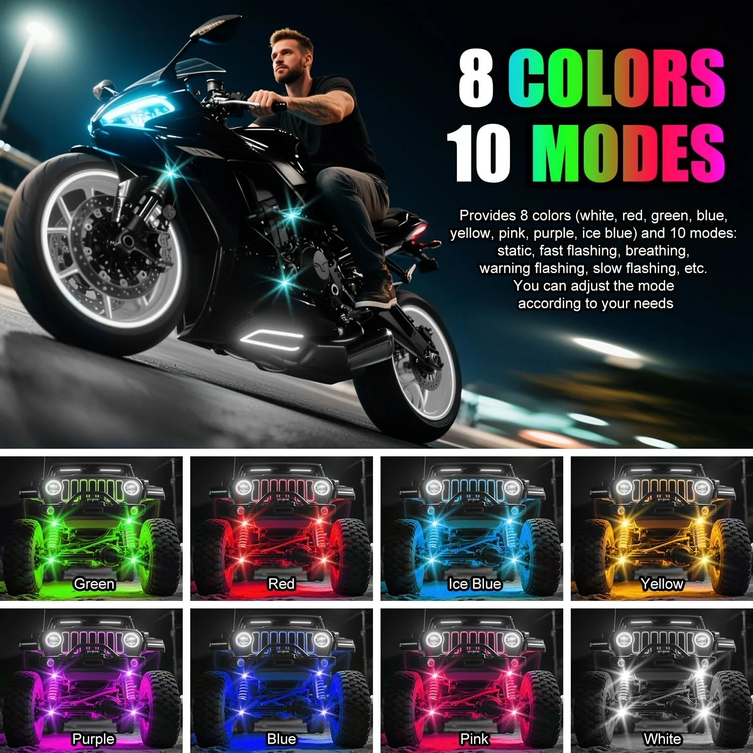 Rechargeable Long-Lasting RGB LED Strobe Light Wireless Warning Position Light for Aircraft Helicopter Motorcycle CarAccessories