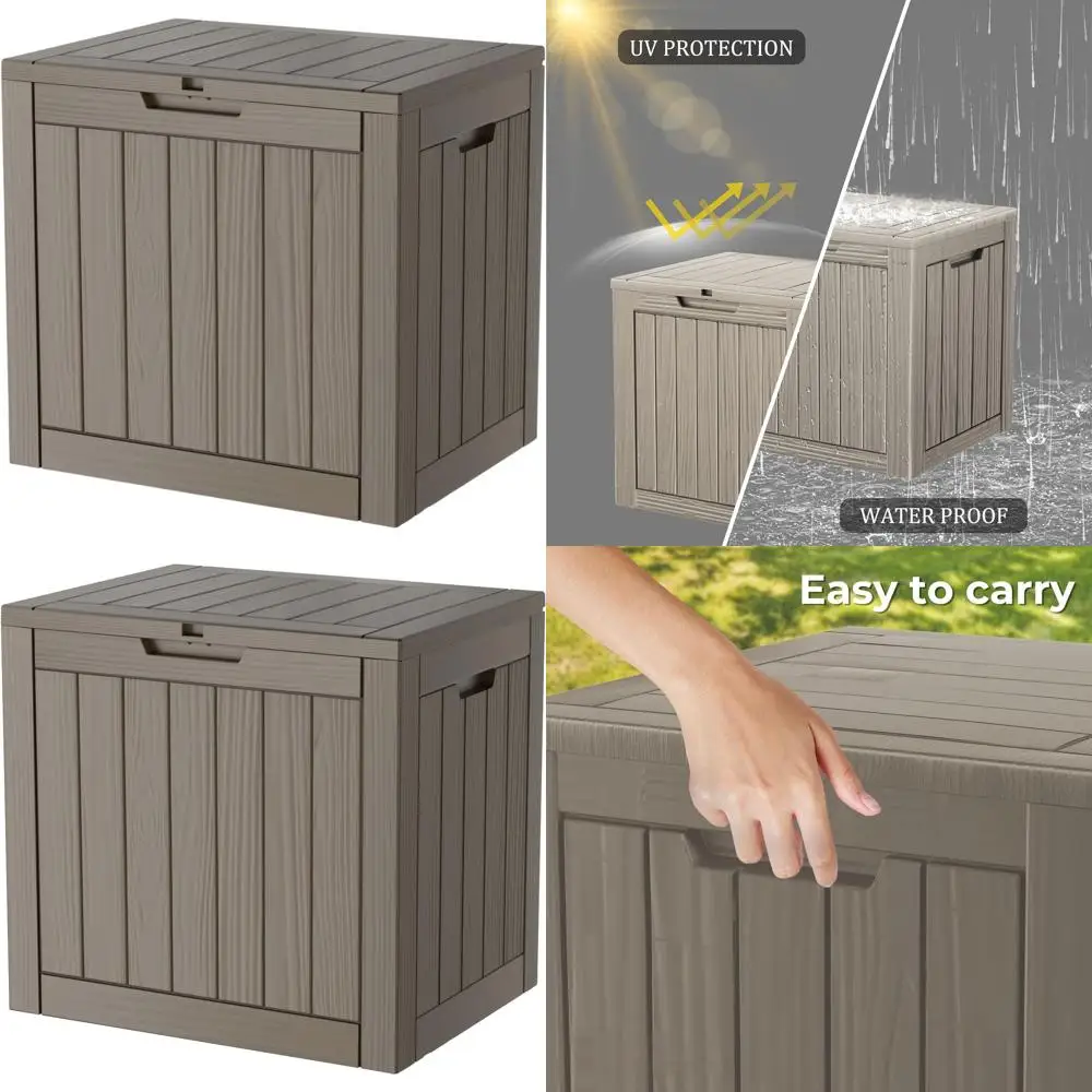 

Resin Deck Box Outdoor Waterproof Storage for Patio Garden Pool Ideal for Cushions Tools And More