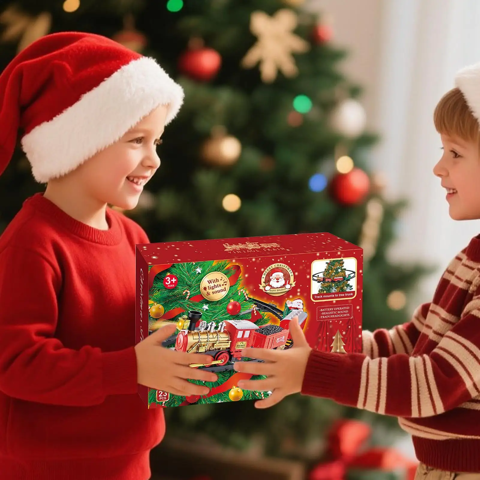 Train Set For Christmas Tree Festive Suspended Track With Lights & Sounds Christmas Train Sets For Around The Tree For Mantel