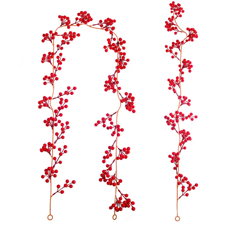 Hot Sale 175cm Christmas Red Fruit Berry Vine Christmas Atmosphere Decoration Home Decoration Christmas Red Fruit Vine