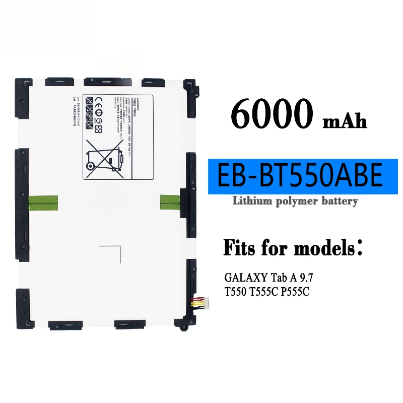 삼성 갤럭시 탭 A 9.7" SM-T550 SM-P550 SM-T555 SM-T555C SM-P351+도구용 새 태블릿 EB-BT550ABE 6000mAh 배터리
