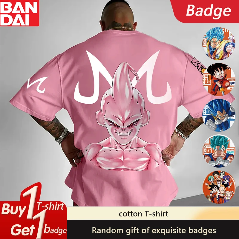 

Dragon Ball Japanese Anime GOKU Majin Buu Printed T-Shirt Cotton Summer Fashion Loose Men's and Women's Short Sleeves ins