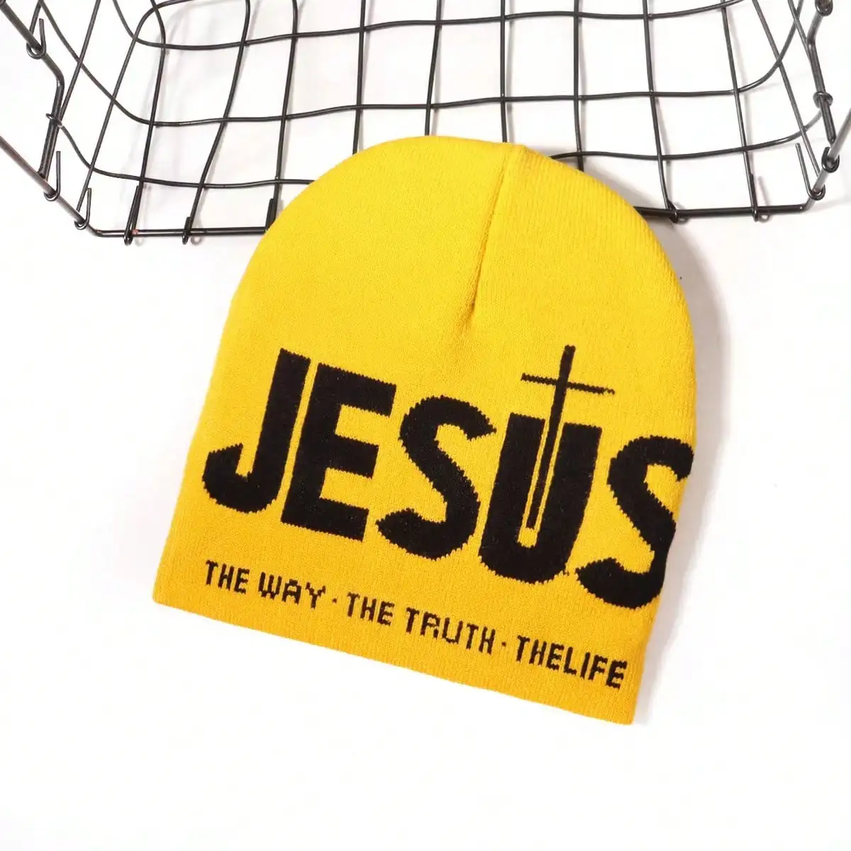 Letter Jacquard Knitted Beanie, Versatile Streetwear Warm Unisex Hat