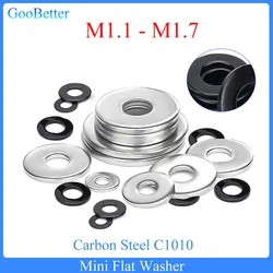 100Pcs/lot Mini Flat Washer M1.1 M1.2 M1.3 M1.4 M1.5 M1.6 M1.7 Carbon Steel C1010 Adjusting Shim Gasket Precision Flat Washer