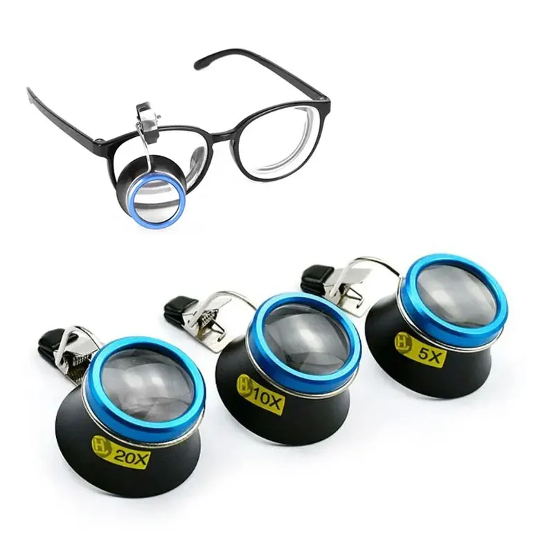 Loupe grossissante 5X 10X 20X à clipser, kit d'outils de réparation pour horloger et bijoutier, outil de service