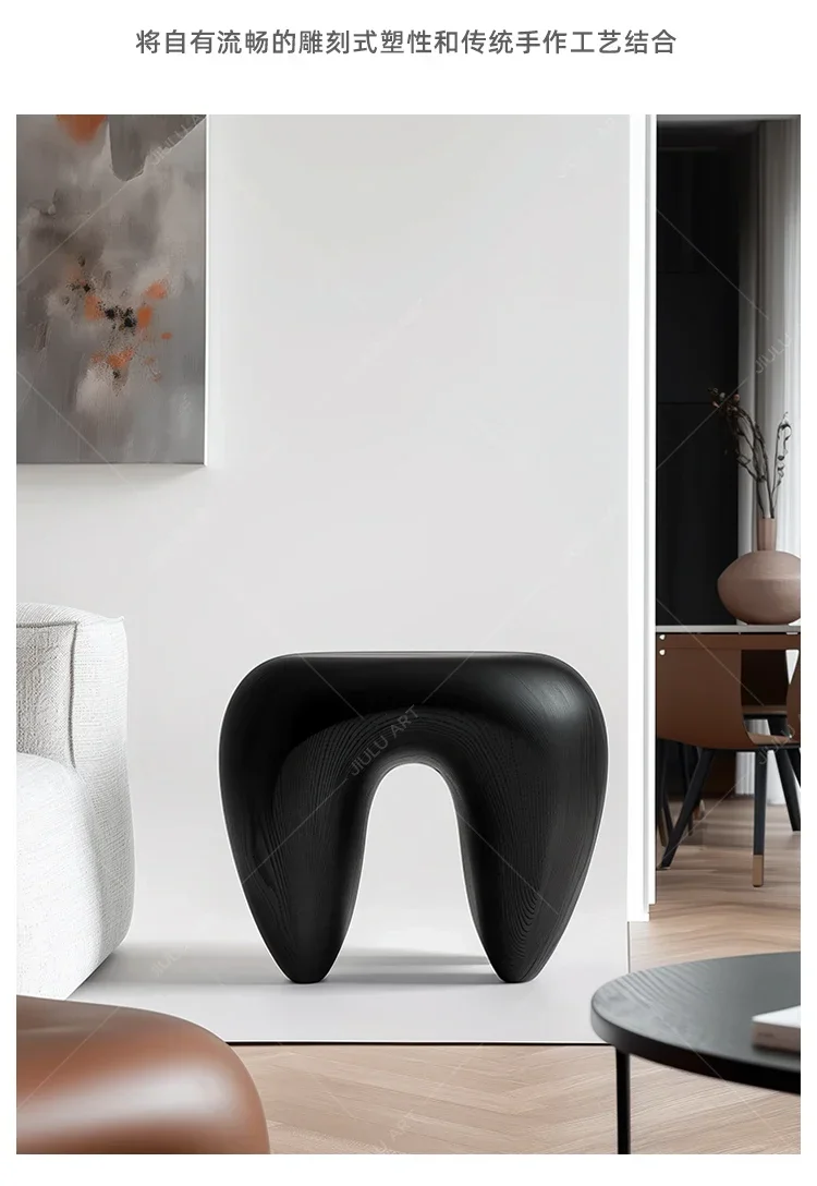 

Creative solid wood stool home low stool living room side stool Nordic minimalist art