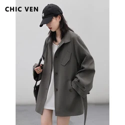 CHIC VEN donna lungo Trench maniche Raglan giacca a vento cappotti femminili abbigliamento donna soprabito autunno primavera 2023