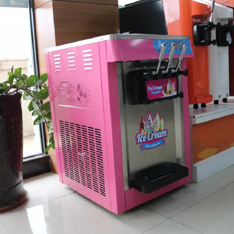 ماكينة بيع الآيس كريم التجارية الناعمة لسطح المكتب 3 نكهات ماكينة بيع الآيس كريم 110 فولت 220 فولت