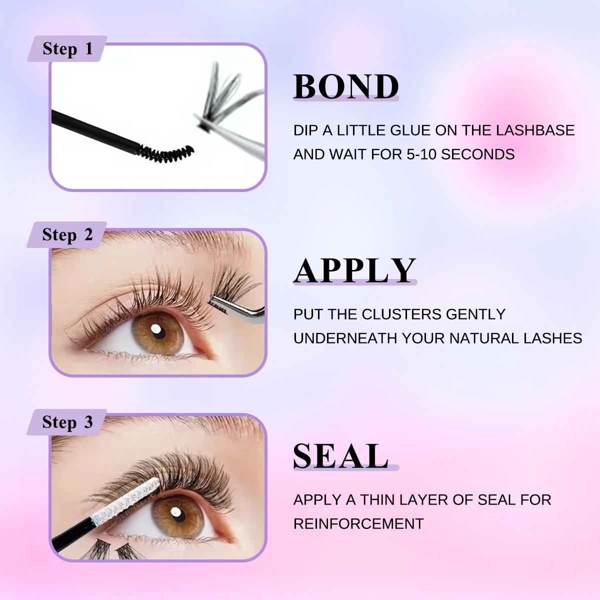 ARTSTAR Wimpern-Cluster-Set Wimpernverlängerungs-Kit mit Einzelwimpern 8-16mm Komplettset Inklusive Wimpernkleber und Versiegelung für Zuhause