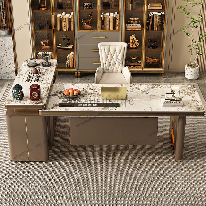 sintered stone multi-functional Computer desk With edge cabinet bureaux de travail office desk mesa para escritório furniture