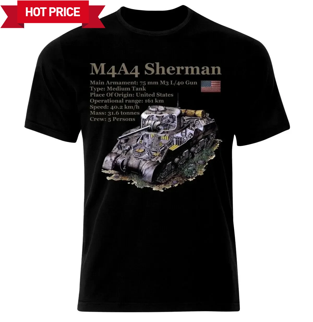 الحرب العالمية الثانية الجيش الأمريكي M4A4 شيرمان تانك المعلوماتية تي شيرت جديد 100% القطن س الرقبة الصيف قصيرة الأكمام عادية قميص رجالي حجم S-3XL #1