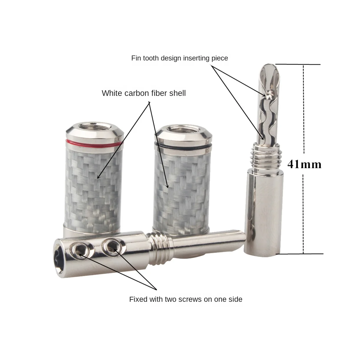 A57G-4PCS Bananen Stecker HIFI DIY Carbon Faser Elektrische Audio Lautsprecher Kabel Bananen Stecker Stecker Weiß