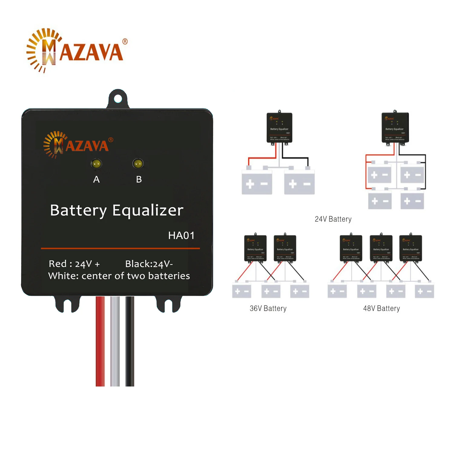 MAZAVA HA01Battery Equalizer For 12/24/36/48V Batteries Voltage Balancer 2S Active Lead Acid Battery Controller NCM/LFP/LTO
