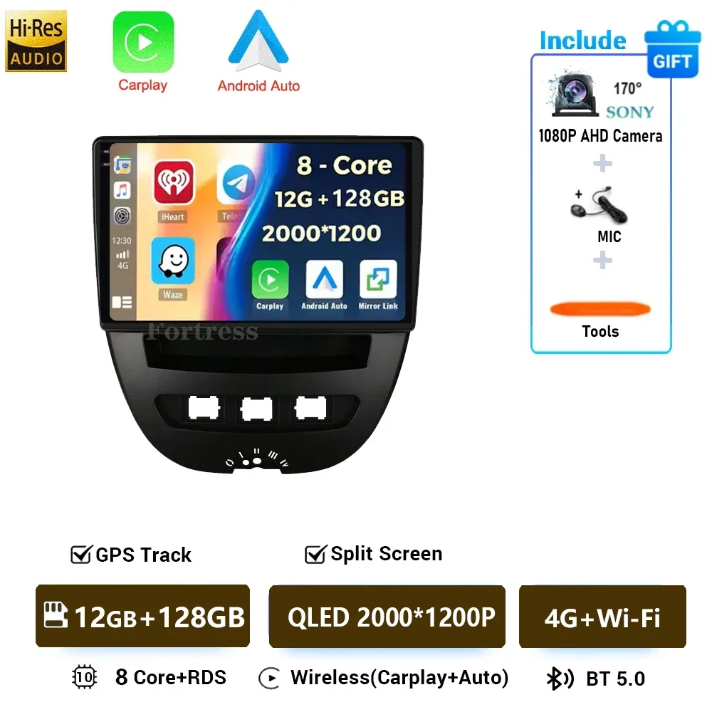 Android 16 2 Din Auto Multimedia Speler Voor Peugeot 107 Toyota Aygo Citroen C1 2005-2014 Head Unit Stereo GPS navigatie BT WIFI