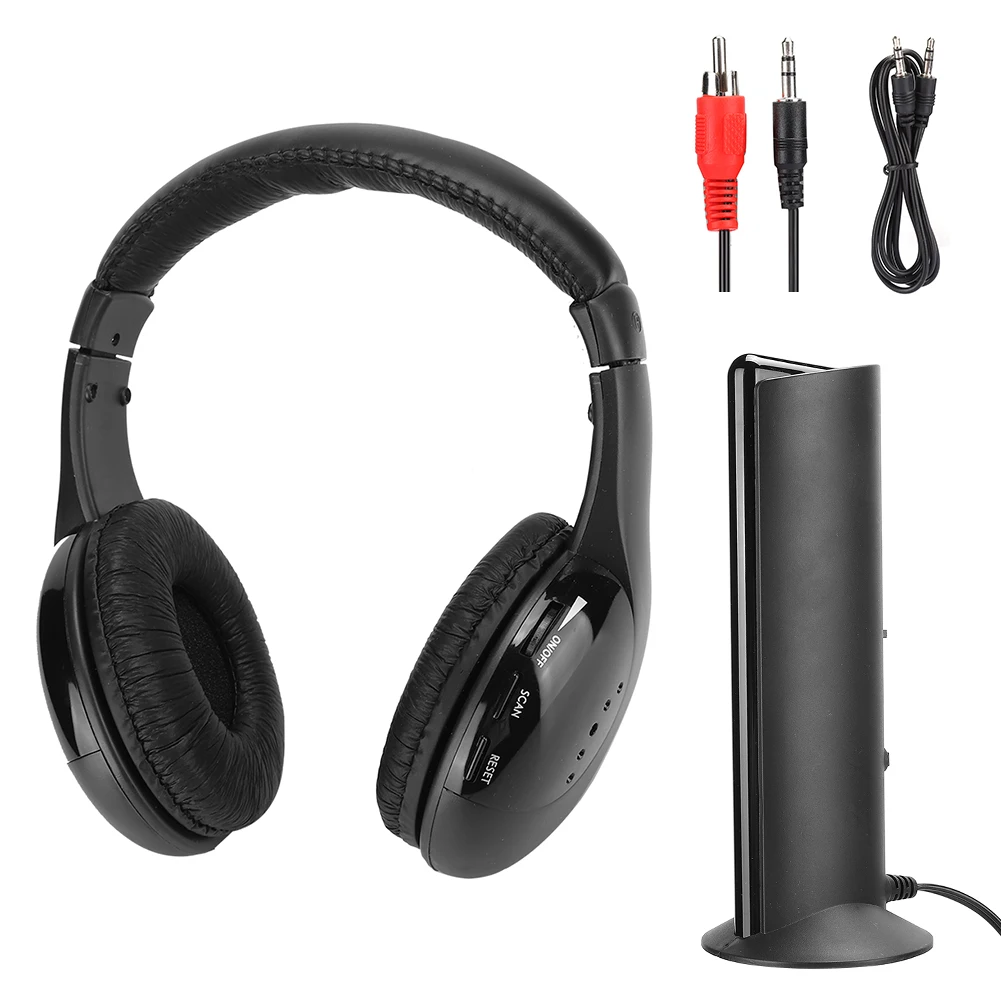 Headphone Headset 5 in 1 FM Wireless Headset Built‑in Microphone Earphone Headset with Charging Stand