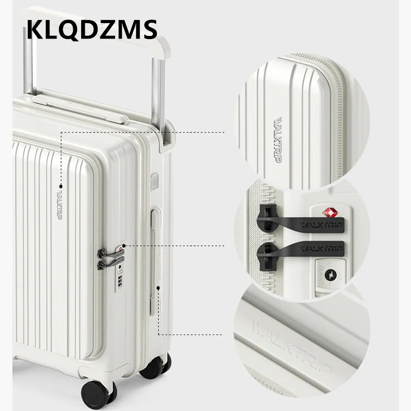 KLQDZMS USB شحن حقيبة 20 بوصة الجبهة افتتاح الكمبيوتر المحمول الصعود حالة متعددة الوظائف 24 "26" المرأة حقيبة تروللي بعجلات الأمتعة