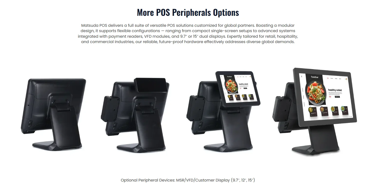 **ST9800 POS Terminal** ‑ 15.6‑inch  Touch Screen ‑ CPU: 4th Gen Intel I5 ‑ RAM: 8GB ‑ SSD: 128GB ‑ Built-in WiFi, Speaker