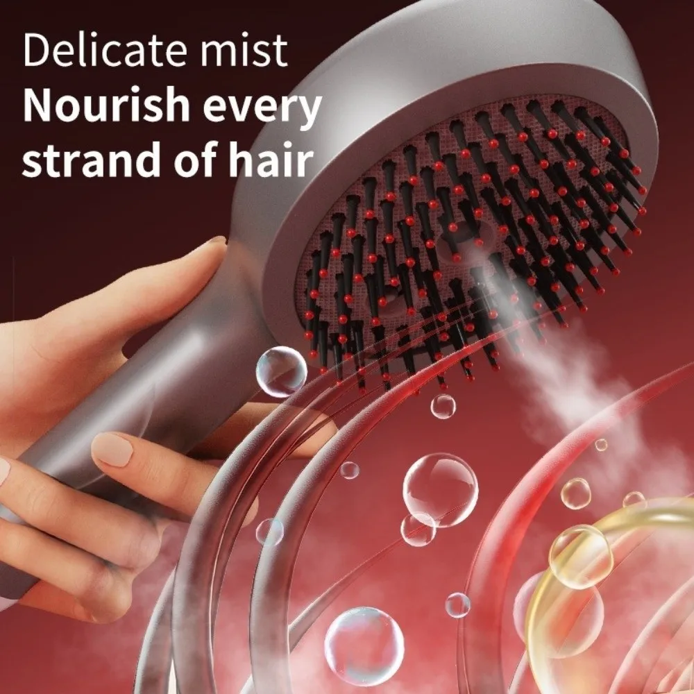 High Frequency Vibration Red Light Spray Massage Comb Multi-Function Hair Care 2-In-1 Misting Hair Brush Anti-Frizz Large Tank