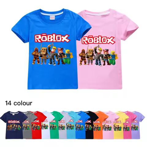 Game Roblox Summer T Shirt Girl Boy Summer Clothes Baby Cotton Tee Shirts Print Short Sleeve Kid Tops Toddler Anime Tees Gifts