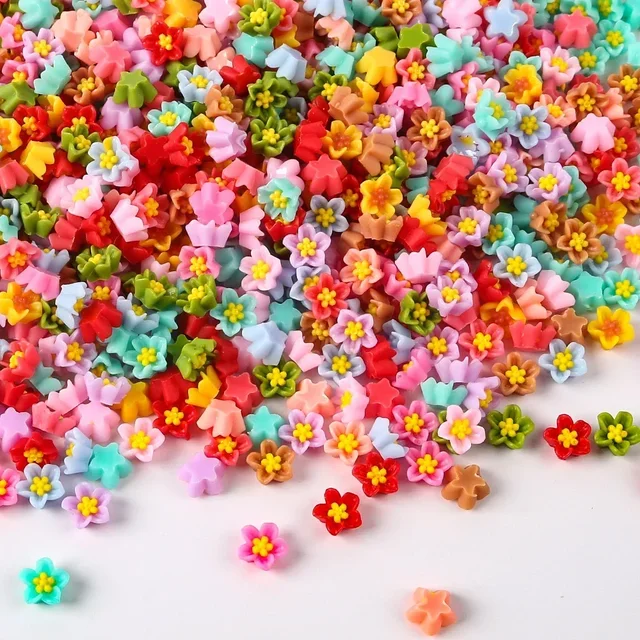 100 sztuk/worek 3D Diy żywica kolorowe Mini kwiat Flatback figurki księga gości aplikacja ślubna Nail Art Decor rzemiosło