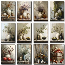 Vintage Minimalist Wall Art Italy Olive Tree in Vase Canvas Painting Poster Prints Still Life Botanical Antique Home Room Decor