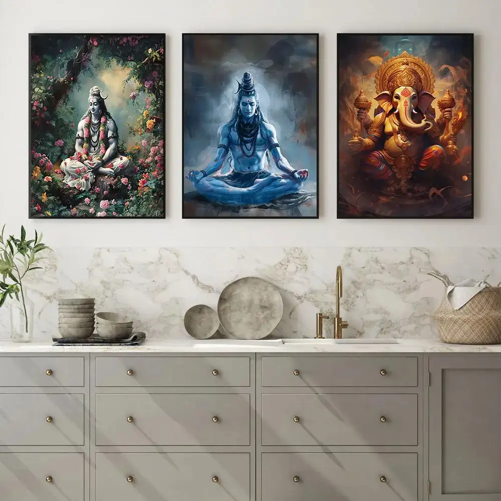 Modern Hindu God Wall Art Lord Shiva  Buddha Canvas Poster Prints for Home Bedroom  Living Room Decor  Spiritual  Inspirational