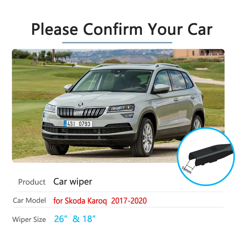 Car Wiper Blades for Skoda Karoq 2017 2018 2019 Front Windscreen Windshield Wipers Car Accessories Stickers