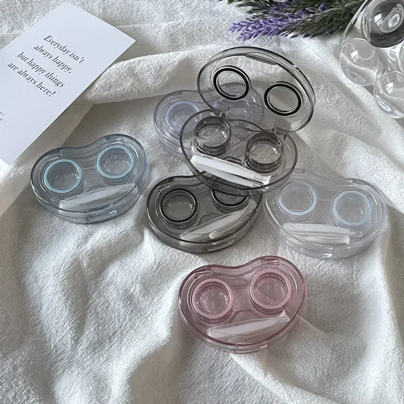 Boîte transparente pour lentilles de contact pour femmes, étui à lentilles de contact pour les yeux, porte-kit de voyage, conteneur de beauté, accessoires cosmétiques