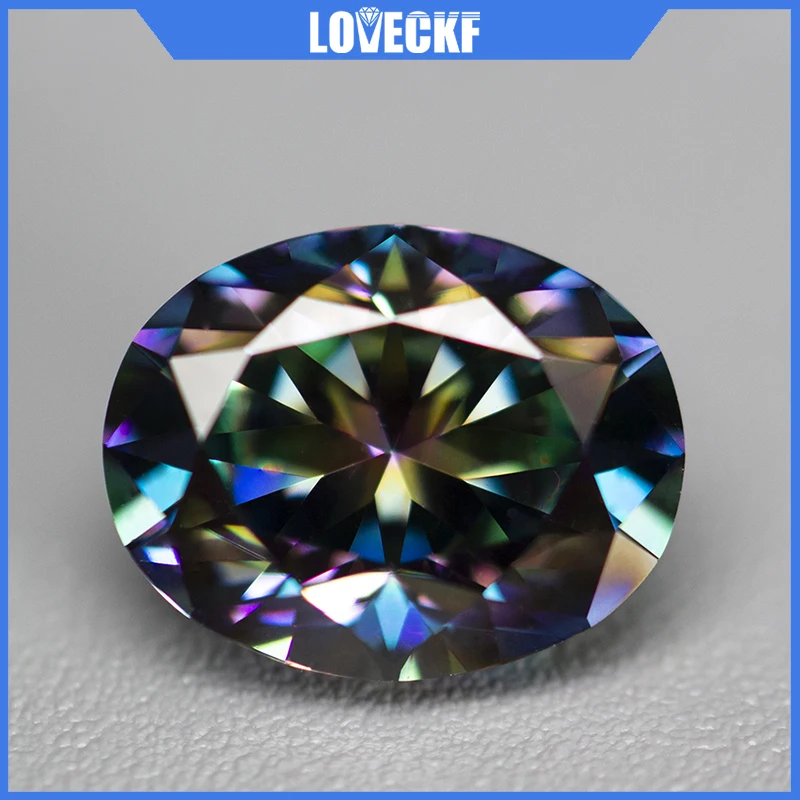

Rainbow Colored Oval Cut Moissanite Stone with GRA Certificate 0.5-5.0ct Positive Pass Diamond Tester