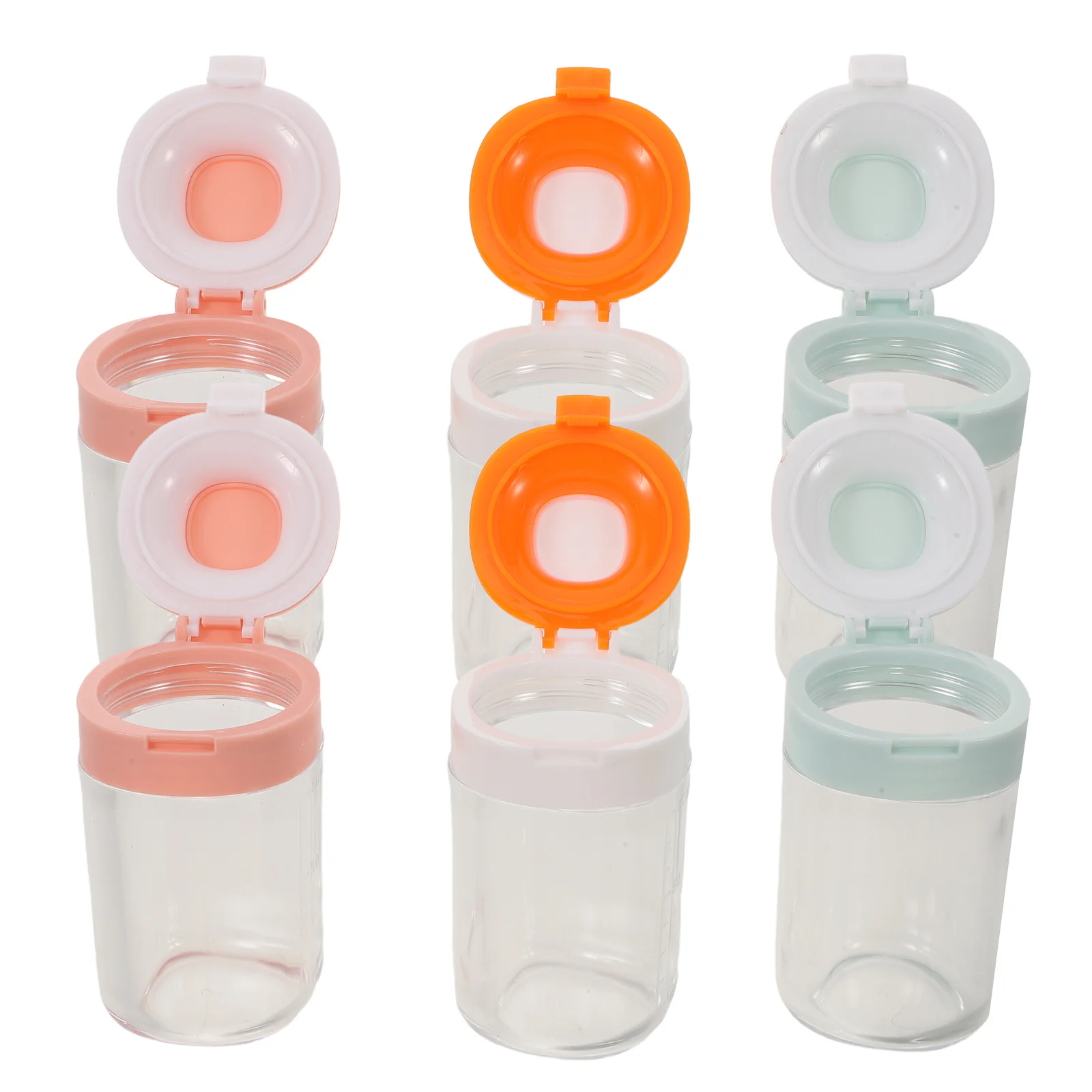 

6Pcs Portable Baby Formula Dispenser Dual Lid Milk Powder Container Airtight Plastic Food Storage Jars Travel Feeding