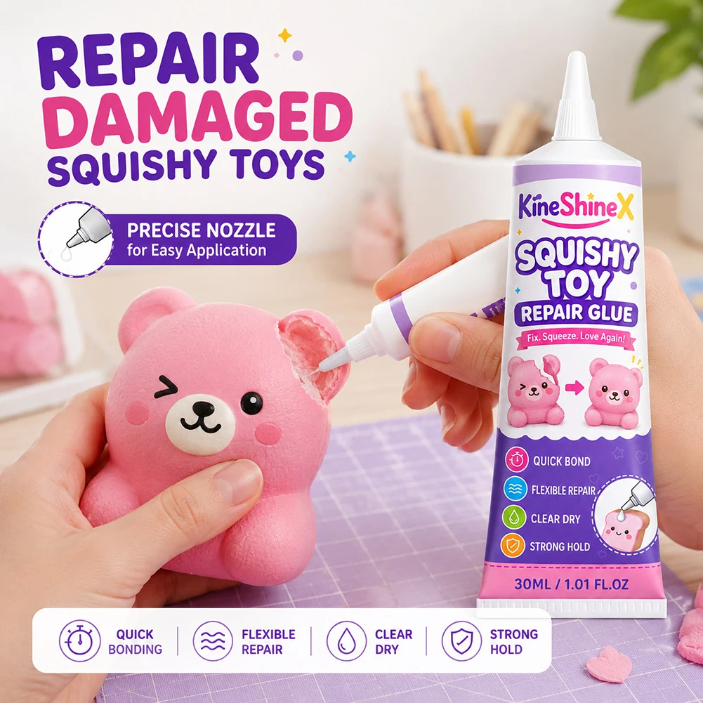 Kids' Stress Relief Squishies Repair Glue Professional TPR Glue for Squishies Stress Balls Strong Bond with Precision-Tips