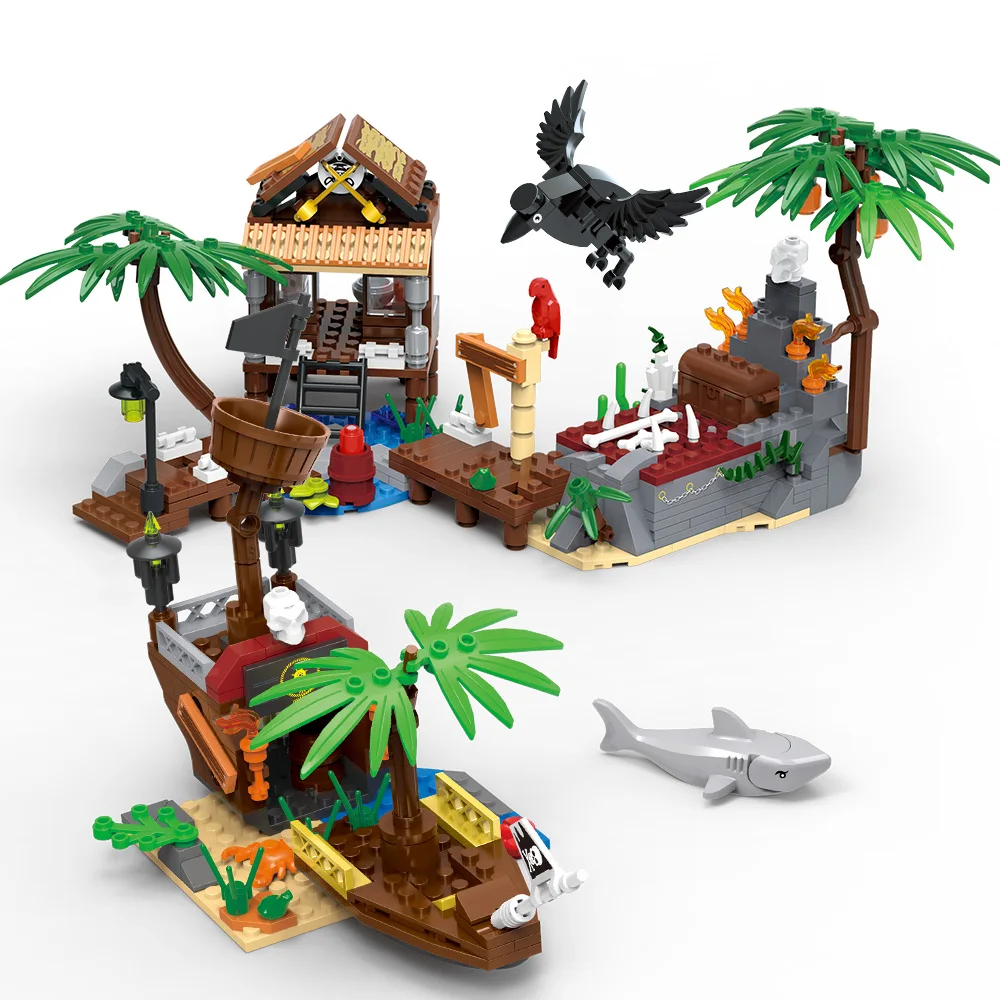 Famous Technology Moc Enlightenment Beach Island Model Building Block Decoration Children's Toys Boys' Birthday and Christmas Gi