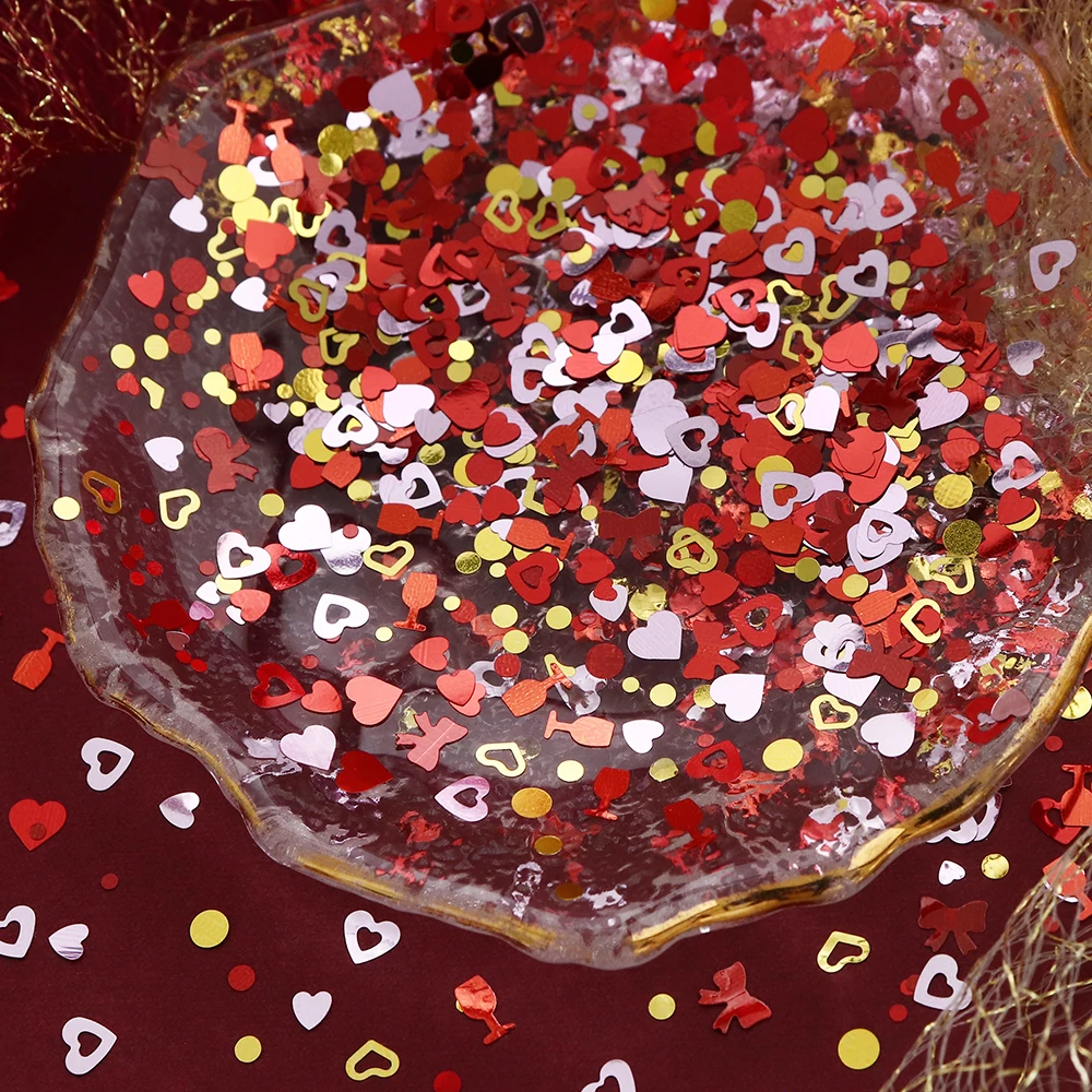 5g Wine Party Resin DIY Accessories Red Bowknots Round Dot Heart Sequin Filler Resin Glitter Carnival Dance Ball Gift Decoration