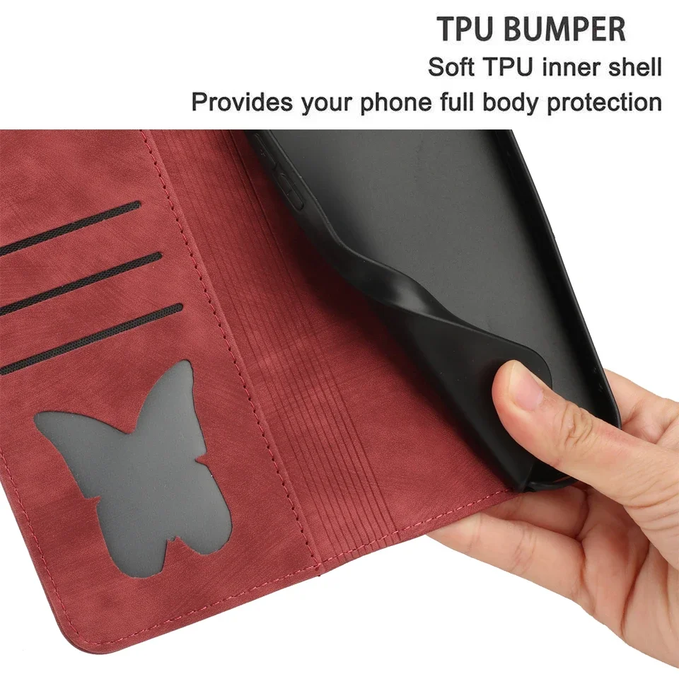 POCO C65 M6 X6 Cat Butterfly Phone Cover Case for Xiaomi Redmi 13C 10 9 9A Note 13 12 11 9 8 Pro 12S 11S 10S Case Leather Wallet
