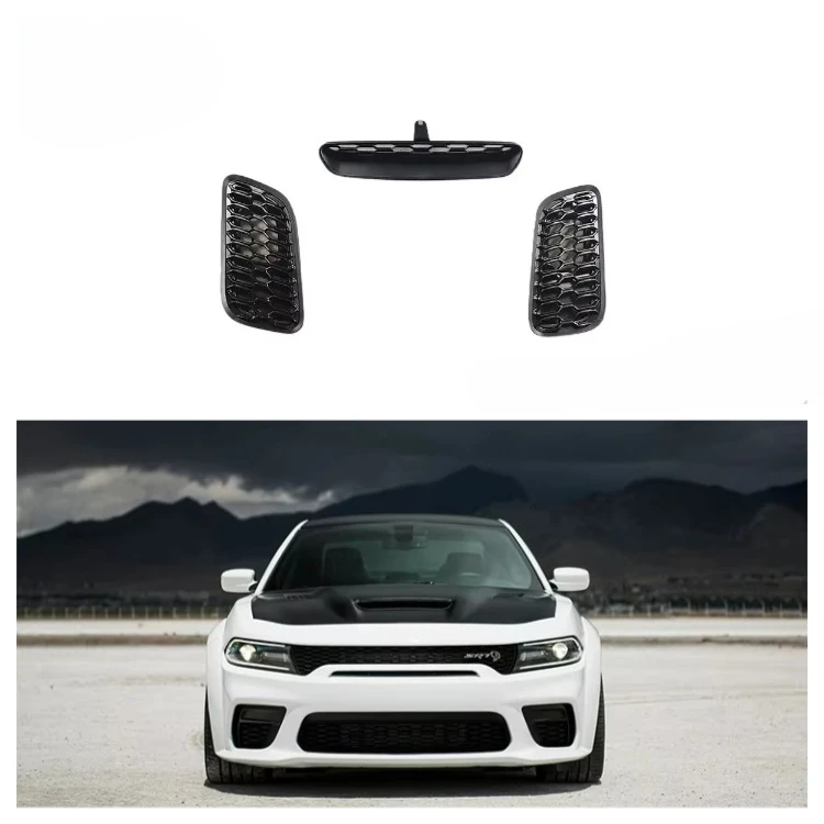 

Perfect fit SRT Redeye Style Car Front Bumper Body Parts Aluminum Hood Vents For Charger 2015+