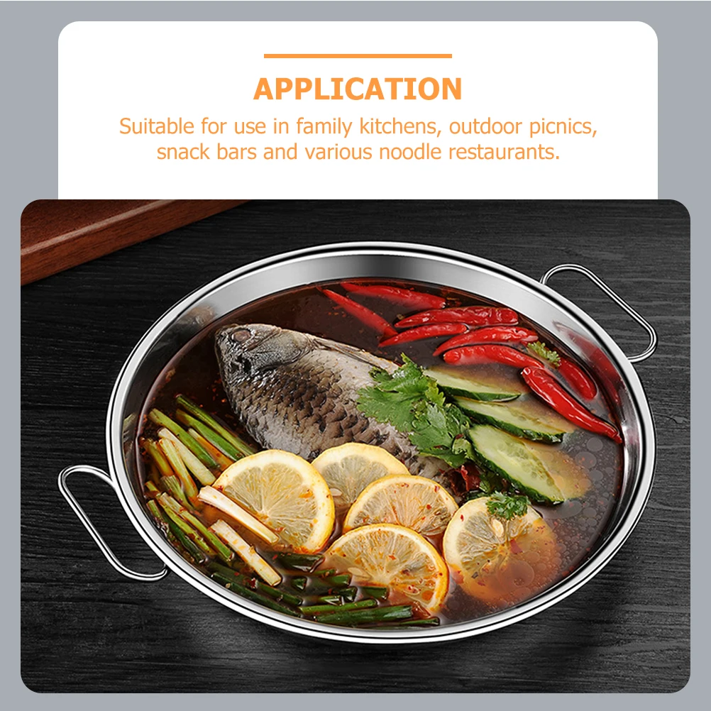 

Stainless Steel Steaming Tray 304 Grade Smooth Surface Liangpi Pasta Delicacies Binaural Design Outdoor Picnic