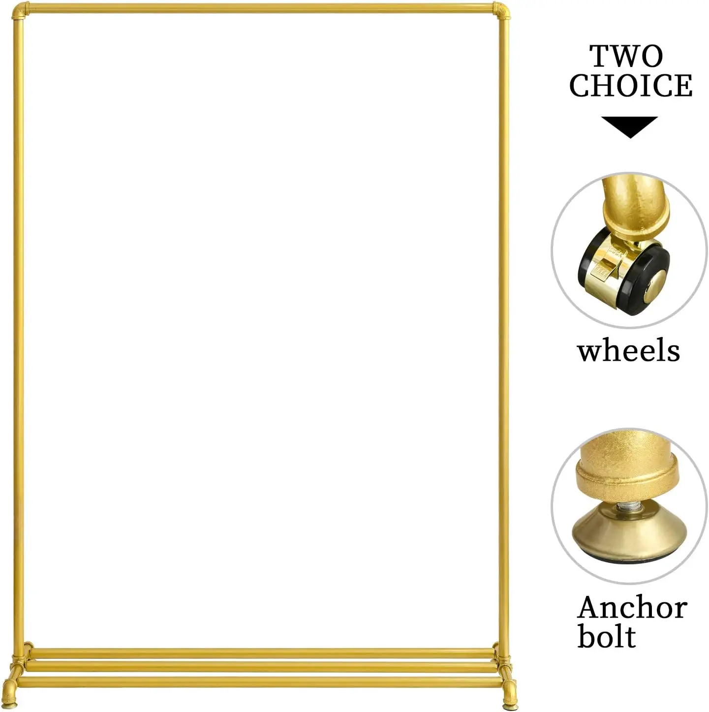 Rolling Gold Clothing Racks on Wheels,Retail Display Industrial Pipe Clothing Racks for Hanging Garment Racks for Boutiques,Home