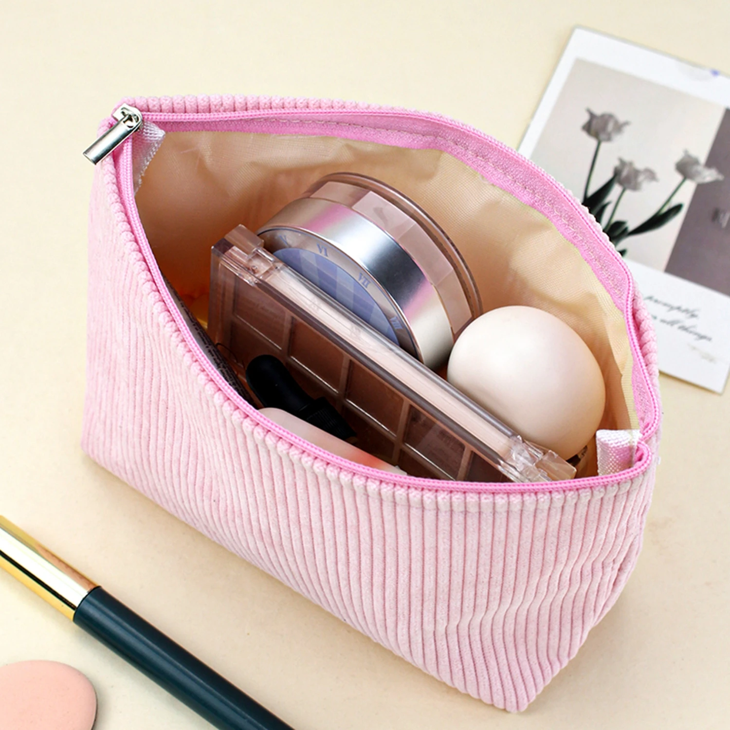 1PC Minimalist Retro Cosmetics Storage Bag Card Bag Key Bag Mobile Phone Bag Toiletries Bag Fabric Zipper Zero Wallet