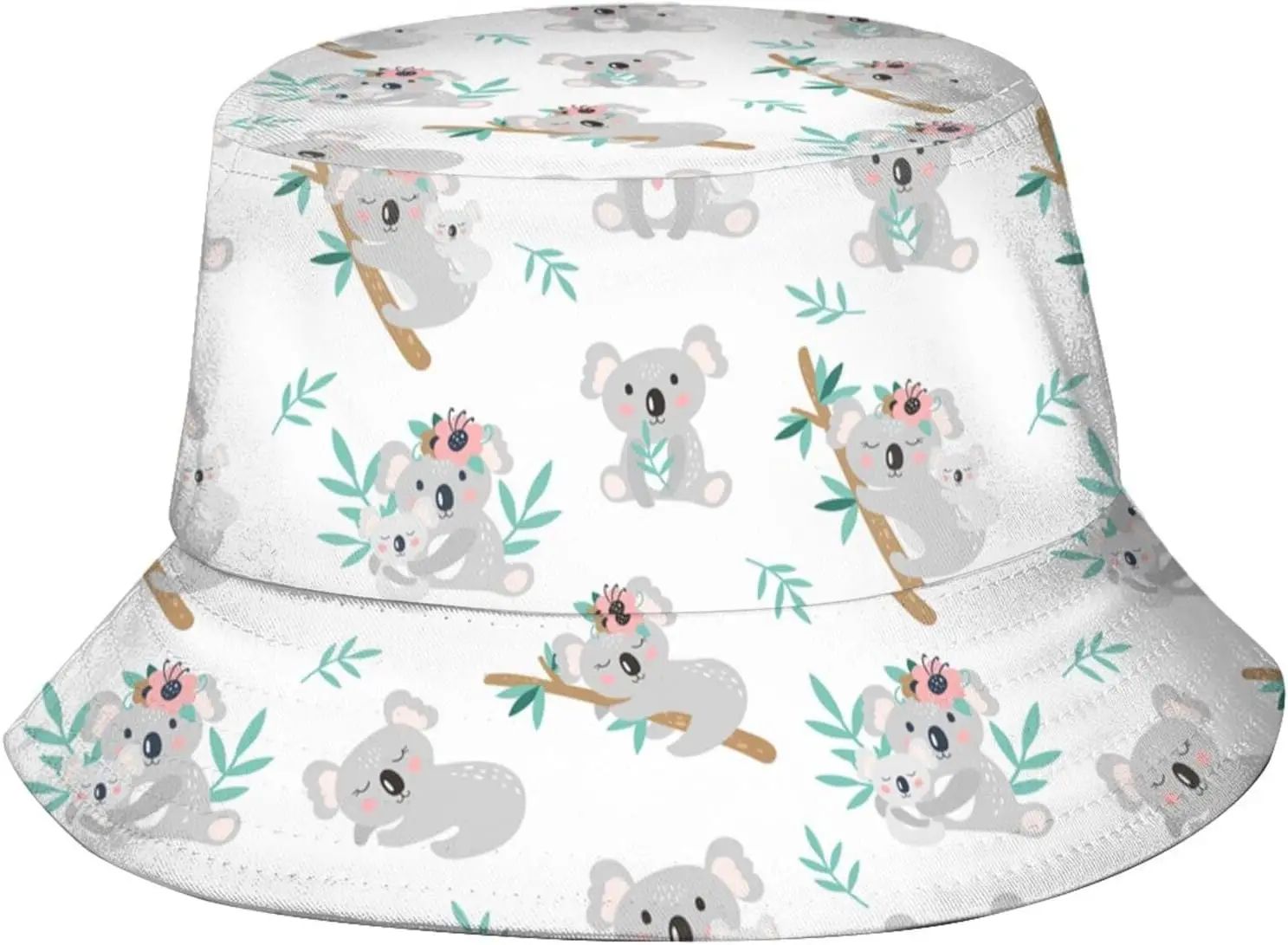 Cute Cartoon Koala Bucket Hat Sun Protection Lightweight and Breathable Summer Hat Unisex Outdoor Travel for Women Men