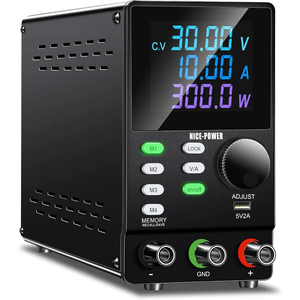 

DC Power Supply Variable, 30V 10A Programmable Adjustable Regulated Lab Bench Power Supply with PC Software
