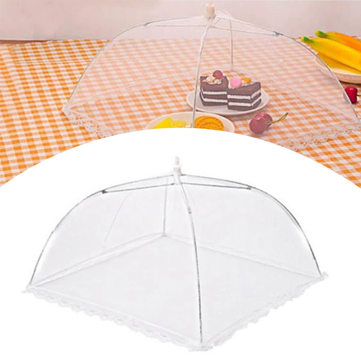 White Square Folding Mesh Food Cover Anti-termite Fly-proof And Insect-proof Food Cover Practical Household Tool