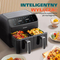 Sinaopus 2000W 9L Hot Air Fryer Multi-function LED Touch Screen Hot Air Oven with Dual Chambers Timable Air Fryer Max 200 °C