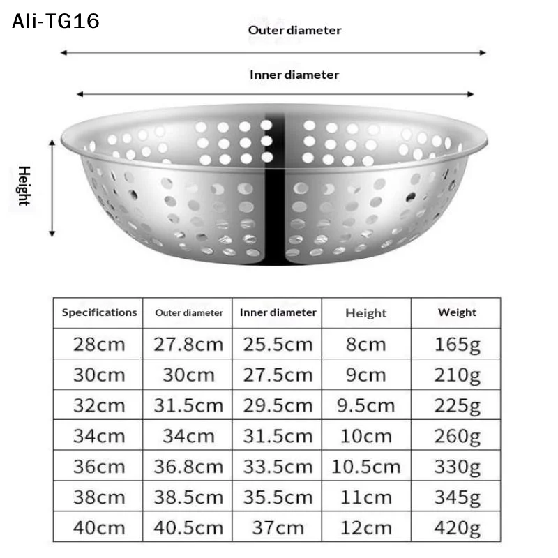 【TG16】1Pc 2026 New Stainless Steel Drain Basin Strainer Colander Big Drainer Basin 22/24/26/28/30/34CM Kitchen Tool - Image 4