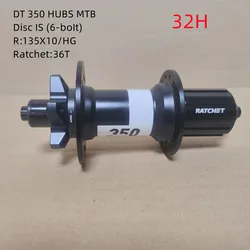 DT-Original Classic Pull Wheel Hub, 32H, 28H, 6 Pin Disc Brake, Front 100x9 Rear, 135x10, 36T Ratchet for MTB Bike, New 2021