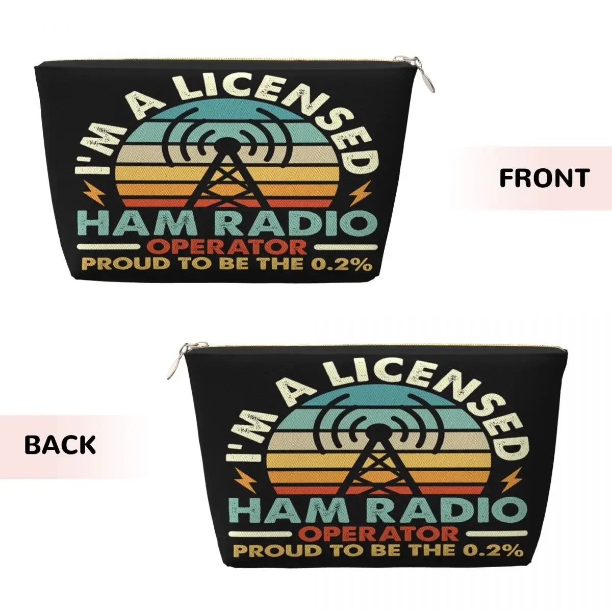 Custom Licensed Ham Retro Radio Operator Cosmetic Bag Women Cute Large Capacity Makeup Case Beauty Storage Toiletry Bags