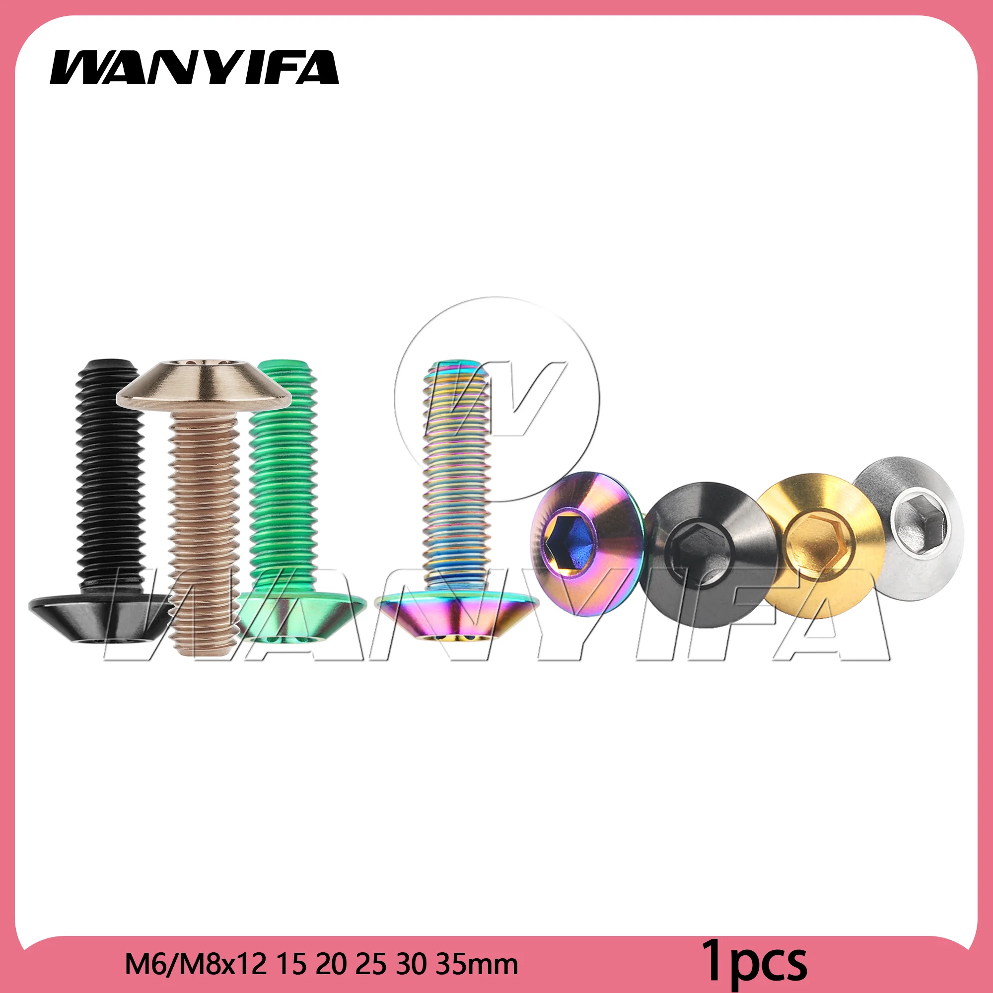 Wanyifa  Titanium Bolt  M6/M8x12 15 20 25 30 35mm Umbrella Hexagon Allen Head  for Bike Motorcycle Disc Brake