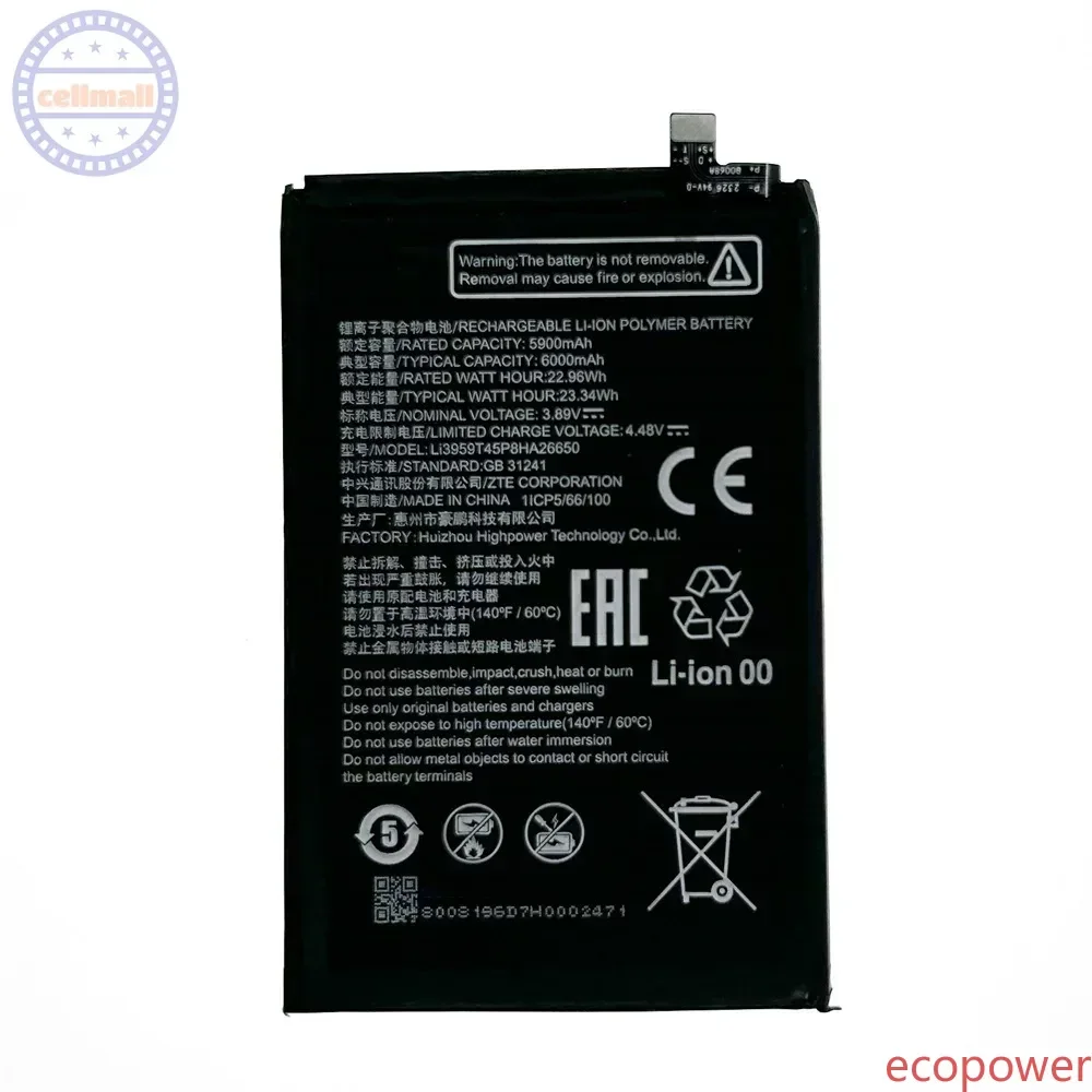 6000mAh Brand New Battery Li3959T45P8HA26650 For nubia neo2 5G Z2352N ZTE Mobile phone Premium Replacement Battery+Tools