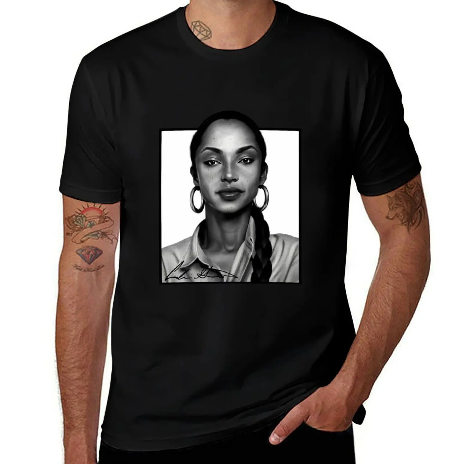 

iSalem Sade, Black and White Portrait T-Shirt funny gifts quick drying funny costumes t shirt for men