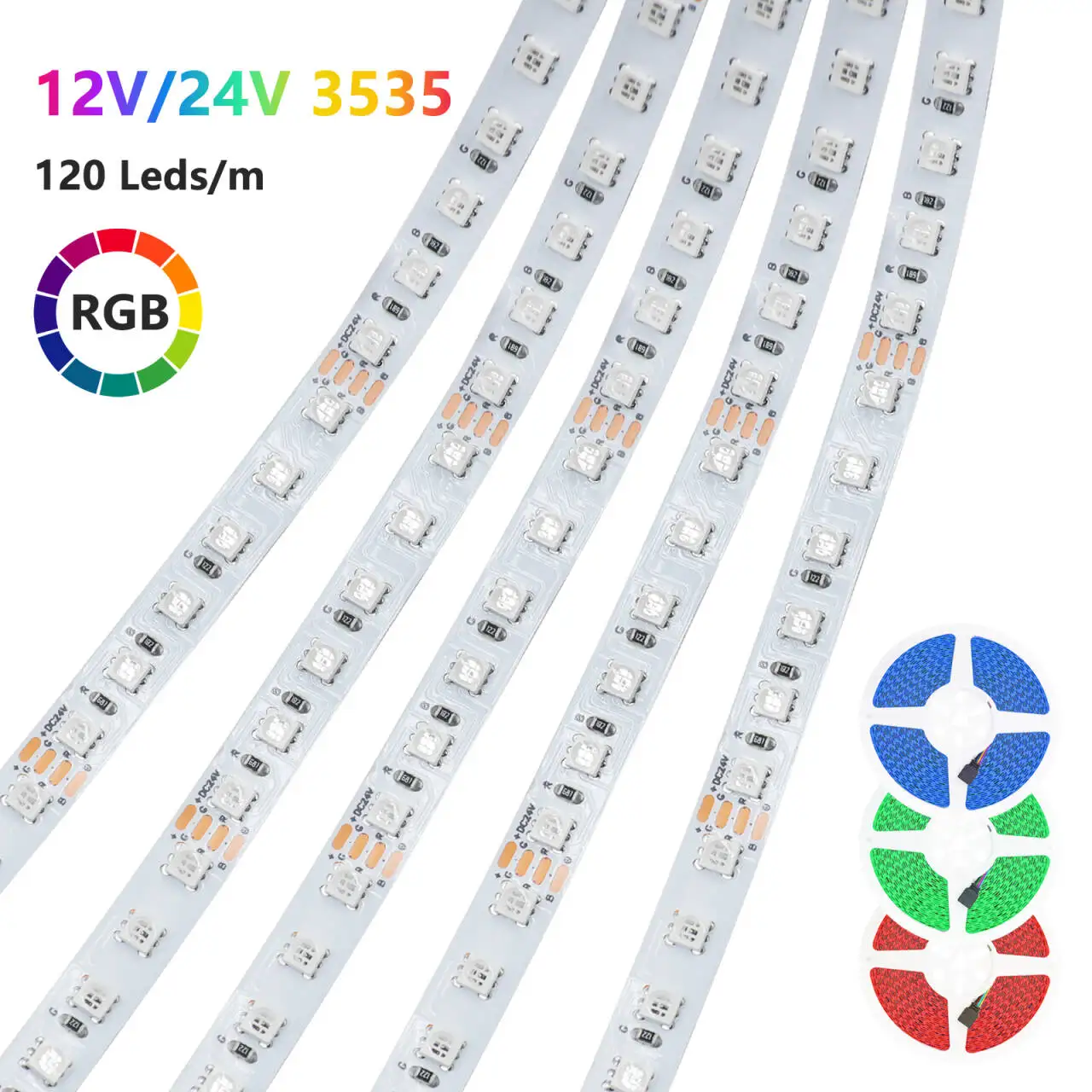 

DC 12V 24V RGB LED Strip SMD 3535 120 Leds/M IP21 TV BackLight For Room Decoration 5M 10M/Roll Flexible Ribbon